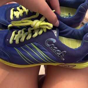 Coach Navy and Lime Sneakers